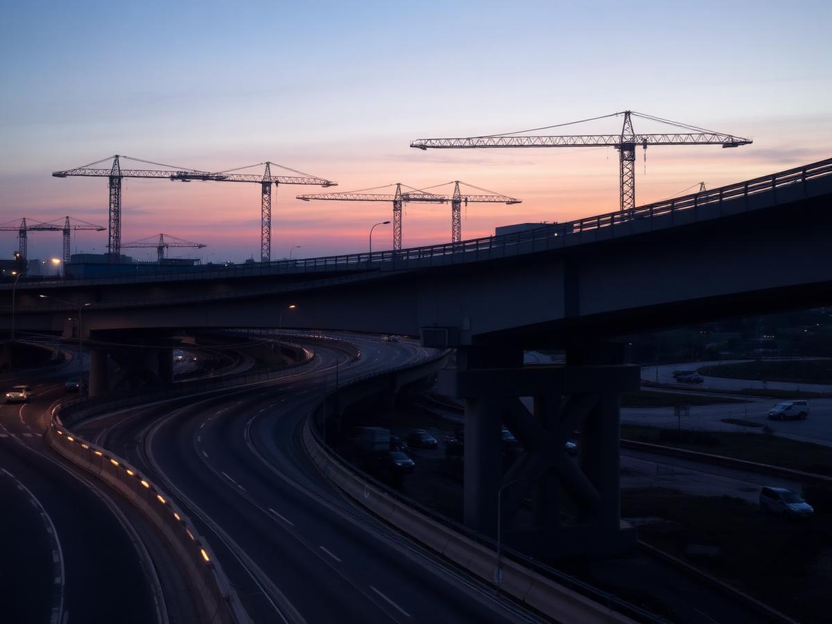 Road and bridge infrastructure under construction, representative of the projects NTRL supports with material testing